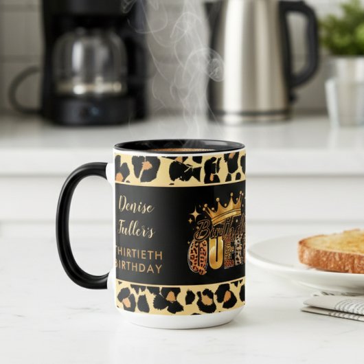 Fun Leopard Birthday Queen Thirty Birthday Tasse