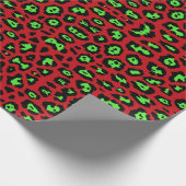 Fun Leopard drucken Tiermuster neungrün rot Geschenkpapier (Ecke)