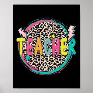 Fun Leopard Lehrer glücklich Erster Tag der Schulz Poster