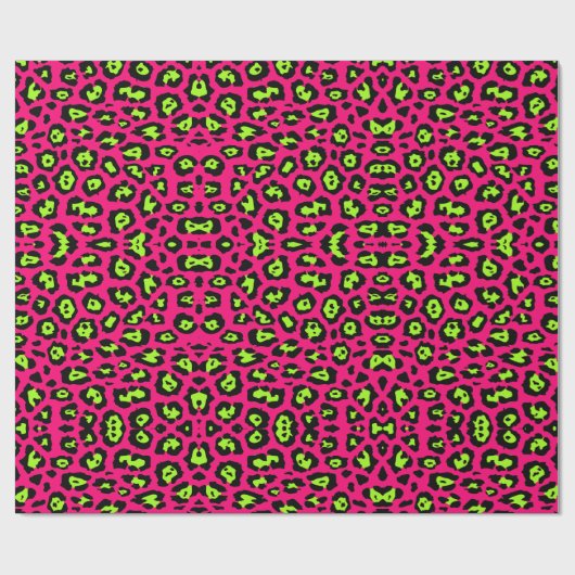 Fun Leopard Print neon chartreuse grün heiß rosa Geschenkpapier (Flach)