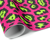 Fun Leopard Print neon chartreuse grün heiß rosa Geschenkpapier (Rolleneckpunkt)
