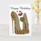 Fun Leopard Stiletto und Cat Karte (Gelbe Blume)