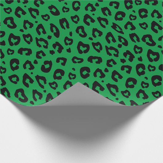 Fun leopard Tier Print matte grün Weihnachten Geschenkpapier (Ecke)