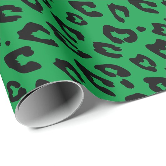 Fun leopard Tier Print matte grün Weihnachten Geschenkpapier (Rolleneckpunkt)