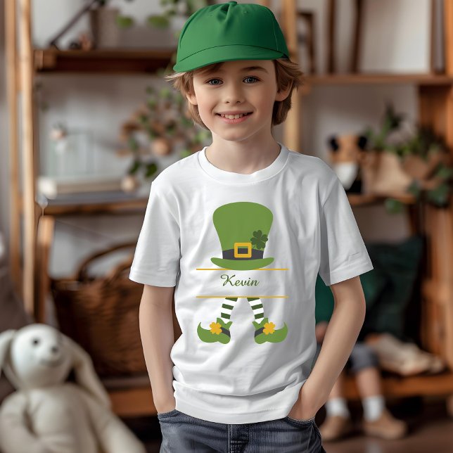 Fun Leprechaun Hat Design Anpassbarer Junge T-Shirt (Fun Leprechaun Hat Design Customizable Boy T-Shirt)