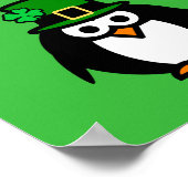 Fun leprechaun pinguin Cartoon St Patrick's Day Poster (Ecke)