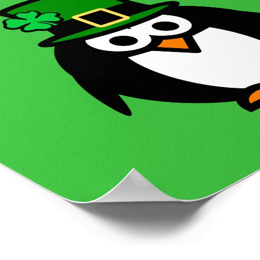 Fun leprechaun pinguin Cartoon St Patrick's Day Poster (Ecke)