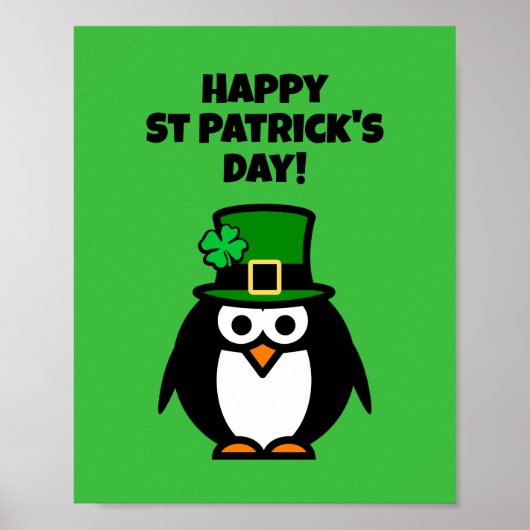 Fun leprechaun pinguin Cartoon St Patrick's Day Poster (Vorne)