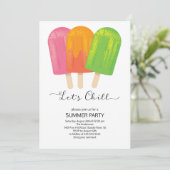 Fun Let's Chill Ice Pops Sommerliches Party Einladung (Stehend Vorderseite)