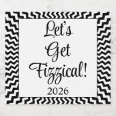 Fun Lets Get Fizzical 2026 New Year Party Gift Schaumweinetikett (Einzelnes Label)