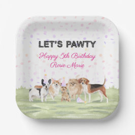 Fun Let's Pawty Pink Custom Hund Geburtstagsparty Pappteller