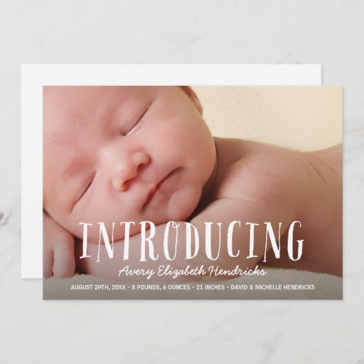 Fun Letting Overlay-Foto Geburtserklärung Ankündigung (Vorne/Hinten)