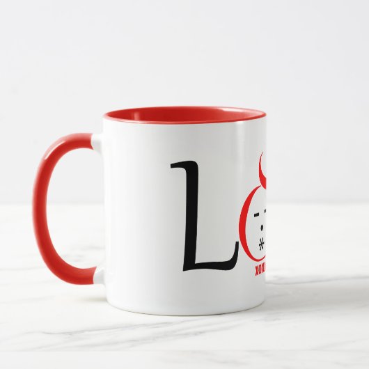 Fun Liebe Design-Charakter mit xoxo Tasse (Links)