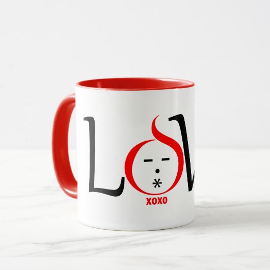 Fun Liebe Design-Charakter mit xoxo Tasse (Vorderseite Links)