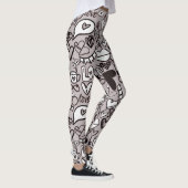 Fun Liebe Hört Lips Doodle Comic Stil gedruckt Leggings (Rechts)
