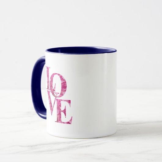 Fun LIEBE in Spring Pink Hydrangea Blume Letting Tasse (Vorderseite Links)