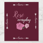 Fun Liebe "Rosé Everyday" Slogan Pink Roses Weinetikett (Einzelnes Label)