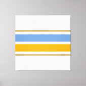 Fun Light Blue, fett, gelb, Streifen auf Weiß Leinwanddruck (Vorderseite)