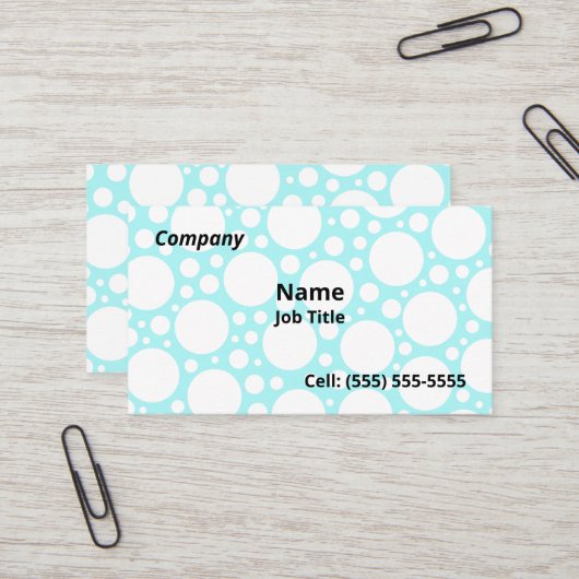 Fun Light Blue Polka Dot Business Cards Visitenkarte (Vorderseite/Rückseite Beispiel)