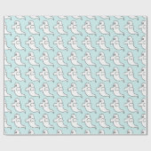 Fun Light Blue und White Halloween Ghost Pattern Geschenkpapier (Flach)