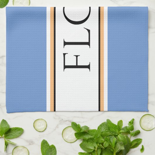 Fun Light Blue White Kitchen FLOUR Racing Streifen Geschirrtuch (Gefaltet)