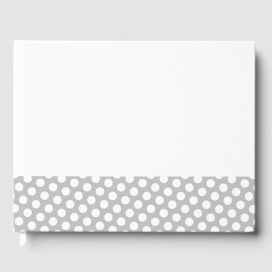 Fun Light Gray Edge Polka Punkte auf weißem Hinter Gästebuch (Vorderseite)
