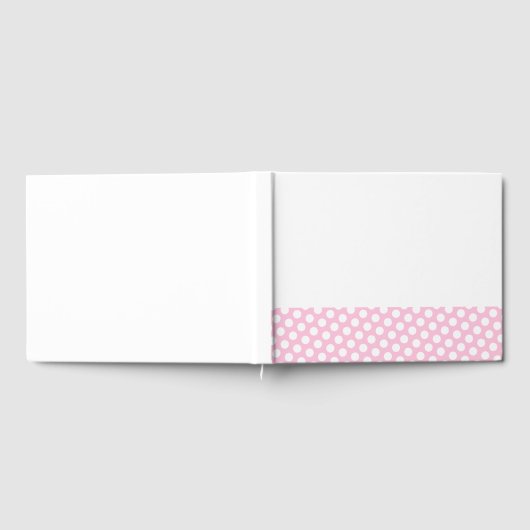 Fun Light Pink Edge Polka Punkte auf weißem Hinter Gästebuch (Voll)