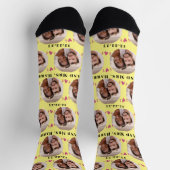 Fun Light Yellow Newlyweds Foto Pattern Socken (Oben)