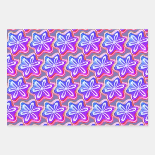 Fun Lila Cookie Muster Geschenkpapier Set (Vorderseite)