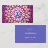Fun Lila Glitzer Festive Monogram Visitenkarte (Vorne/Hinten)