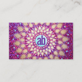 Fun Lila Glitzer Festive Monogram Visitenkarte