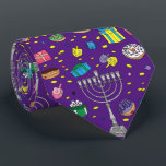 Fun Lila Hanukkah Pattern Krawatte<br><div class="desc">Fun Lila Hanukkah Pattern Nackenband</div>