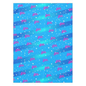 Fun Lila Happy Birthday Grafik auf Blue Tischdecke (Vorderseite)