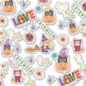 Fun Lila Hat Catoween, Niedlich Orange Pumpkin Aufkleber (Vorderseite)