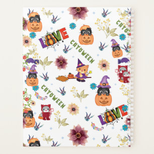 Fun Lila Hat Catoween, Niedlich Orange Pumpkin Planer