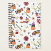 Fun Lila Hat Catoween, Niedlich Orange Pumpkin Planer (Vorderseite)