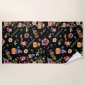 Fun Lila Hat Catoween, Niedlich Orange Pumpkin Strandtuch (Vorderseite)