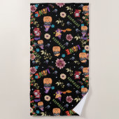 Fun Lila Hat Catoween, Niedlich Orange Pumpkin Strandtuch (Vorderseite)