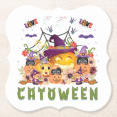 Fun Lila Hat Catoween, Niedlich Orange Pumpkin Untersetzer (Vorderseite)