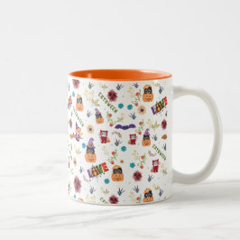 Fun Lila Hat Catoween, Niedlich Orange Pumpkin Zweifarbige Tasse