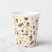 Fun Lila Hat Catuween, Niedliche Kürbispapier Cups Pappbecher (Rückseite)