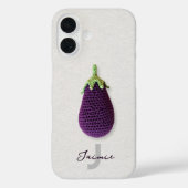 Fun Lila Moderne Minimal Crochet Eggplant Name Case-Mate iPhone Hülle (Rückseite)