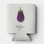 Fun Lila Moderne Minimal Crochet Eggplant Name Dosenkühler (Rückseite)