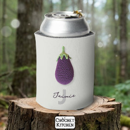 Fun Lila Moderne Minimal Crochet Eggplant Name Dosenkühler