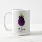 Fun Lila Moderne Minimal Crochet Eggplant Name Kaffeetasse (Links)