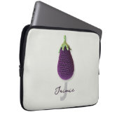 Fun Lila Moderne Minimal Crochet Eggplant Name Laptopschutzhülle (Vorne Rechts)