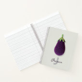 Fun Lila Moderne Minimal Crochet Eggplant Name Notizblock (Innenseite)