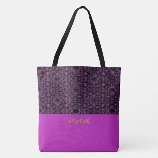 Fun Lila Muster Mit Monogramm Tote Bag Tasche (Vorderseite)