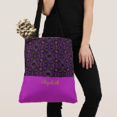 Fun Lila Muster Mit Monogramm Tote Bag Tasche (Von Nahem)