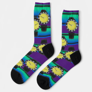 Fun Lila Uhren Socken